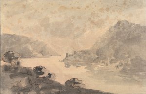 Paesaggio montuoso con un fiume