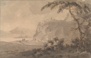 Due figure su una strada vicino a un lago da Rev. William Gilpin