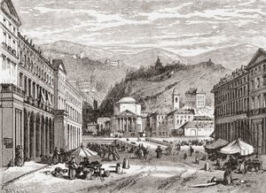Una strada a Torino, Italia, alla fine del XIX secolo. Da Immagini Italiane di Rev. Samuel Manning, pubblicato c.1890. da Reverend Samuel Manning