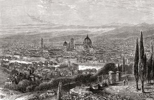 Veduta di Firenze, Toscana, Italia dalla terrazza di San Miniato, alla fine del XIX secolo. Da Italian Pictures di Rev. Samuel Manning, pubblicato c.1890.