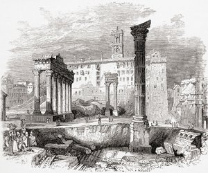 Nel Foro, guardando verso il Campidoglio, Roma, Italia, alla fine del XIX secolo. Da Immagini Italiane di Rev. Samuel Manning, pubblicato c.1890. da Reverend Samuel Manning