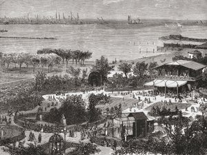 Giardini pubblici e rada di Livorno, alias Leghorn, Toscana, Italia alla fine del XIX secolo. Da Italian Pictures di Rev. Samuel Manning, pubblicato c.1890. da Reverend Samuel Manning