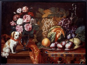 Natura morta con spaniel nano da Reynaud Levieux