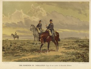 Un avamposto della cavalleria (cromolitografia) da Ricardo Balaca y Canseco