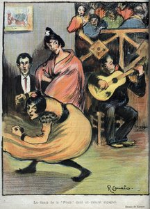 La danza della gallina in un cabaret spagnolo - disegno di R. Canals in Le Rire del 1898
