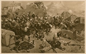 92nd Highlanders e 2nd Gurkhas che assaltano Gundi Mulla Sahibdad durante la Battaglia di Kandahar, Afghanistan, Seconda Guerra Anglo-Afgana da Richard Caton II (after) Woodville