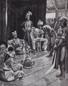 Sir James Brooke che negozia un trattato con il Sultano del Brunei per stabilire una colonia britannica nel Borneo da Richard Caton II (after) Woodville