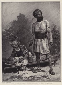 I pericoli della misericordia, barellieri indiani sotto il fuoco da Richard Caton II (after) Woodville