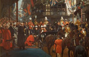La regina Vittoria nomina cavaliere Herbert Ashman, primo sindaco di Bristol, al Consiglio Comunale, 12 novembre