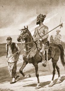 Un lanciere del Bengala e il suo prigioniero Boxer, illustrazione da 