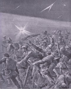 Intrappolati nei fili spinati: Attacco notturno della fanteria britannica, dalla Storia della Grande Guerra Vol 3 pubblicata da Waverley Book Co Limited, c.1920 da Richard Caton Woodville