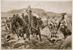 Artiglieria da campo in azione, illustrazione da 