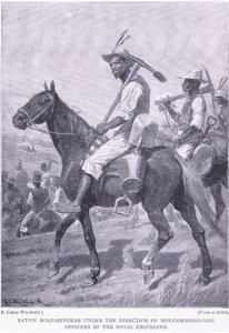 Manutentori stradali nativi, da Dopo Pretoria: La guerra di guerriglia pubblicata da Harmsworth Bros Limited, 1901 da Richard Caton Woodville
