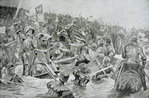 La battaglia di Towton nel 1461, illustrazione da 