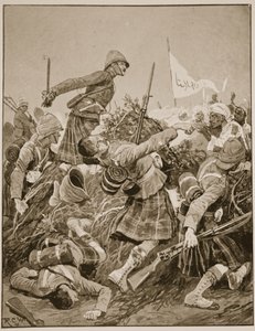 Gli Highlanders di Seaforth che assaltano lo zareba nella Battaglia di Atbara, illustrazione da 