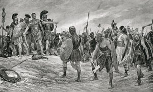 Vespasiano salvato da suo figlio Tito, illustrazione da 