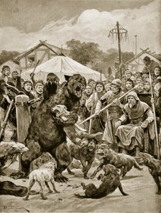 Combattimento di orsi in tempi sassoni, illustrazione da 