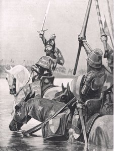 Edoardo III attraversa la Somme prima della Battaglia di Crecy, illustrazione da 