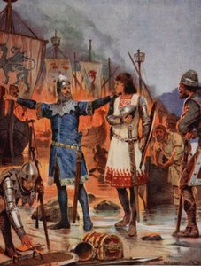 FitzStephen brucia le sue barche, 1169, illustrazione da 