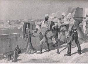 Sulla strada verso il Nilo: Sparando ai Dervisci, illustrazione da British Battles on Land and Sea, 1915 da Richard Caton Woodville junior