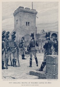 Pitt che addestra la milizia al Castello di Walmer nel 1803