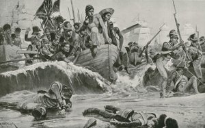 Le truppe britanniche forzano uno sbarco nella baia di Aboukir di fronte alle batterie francesi da Richard Caton Woodville junior