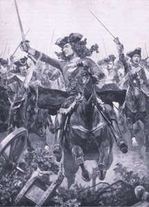 Il duca di Marlborough alla battaglia di Oudenarde, 11 luglio 1708, illustrazione da British Battles on Land and Sea, 1915 da Richard Caton Woodville junior