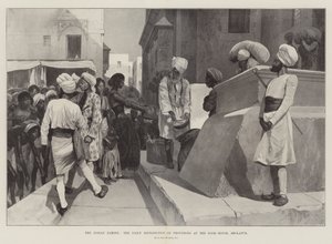 La Carestia Indiana, la Distribuzione Quotidiana di Provviste alla Casa dei Poveri, Sholapur da Richard Caton Woodville junior