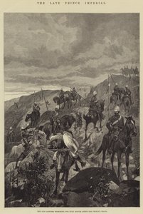 Il defunto Principe Imperiale, i 17° Lancieri alla ricerca di esploratori Zulu dopo la morte del Principe da Richard Caton Woodville junior