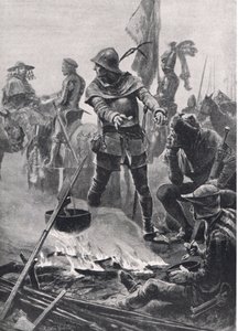 Il Principe di Galles che saluta il Cardinale de Talleyrand-Perigord la mattina della Battaglia di Poitiers, 19 settembre 1356, illustrazione da British Battles on Land and Sea, pubblicato da Casse da Richard Caton Woodville junior
