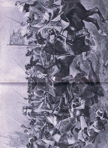 Il conflitto di cavalleria alla battaglia di Ramilles, 3 maggio 1706, illustrazione da British Battles on Land and Sea, 1915 da Richard Caton Woodville junior