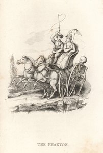 Lo scheletro della Morte e il Phaeton, 1827 (incisione) da Richard Dagley