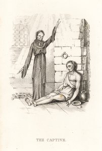 Lo scheletro della Morte e il prigioniero, 1827 (incisione) da Richard Dagley