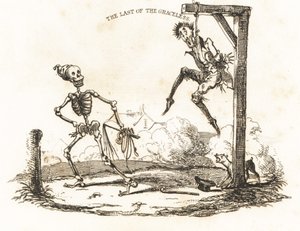 Vignetta di uno scheletro e un uomo impiccato, 1827 (incisione)