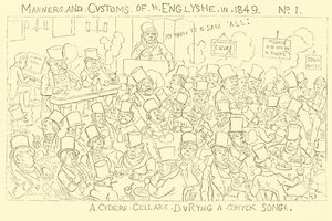Una cantina di sidro durante una canzone comica (incisione) da Richard Doyle
