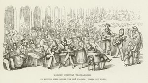 Trovatori veneziani moderni, una scena serale davanti al Caffè Florian, Piazza San Marco da Richard Doyle