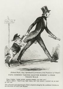 Papà Cobden porta il piccolo Robert a fare una passeggiata sul libero scambio, 1845 da Richard Doyle