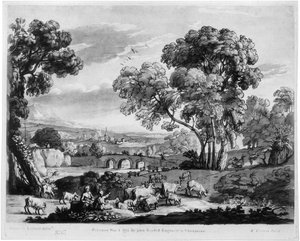 Paesaggio rurale con fiume e ponte da Richard Earlom