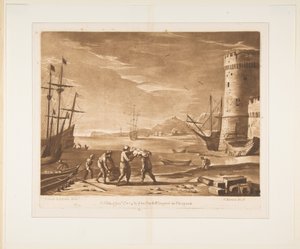 Porto con marinai che caricano merci da Richard Earlom