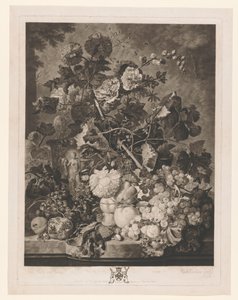Natura morta di frutta e fiori