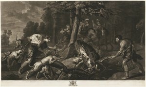 La caccia al cinghiale calidonio, dalla Houghton Gallery da Richard Earlom