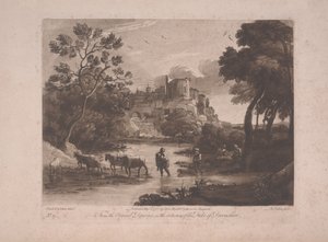 Veduta di Tivoli al tramonto, pubblicata nel 1775 da Richard Earlom