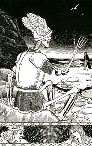 La morte come scheletro che si congeda da un uomo, 1930 circa (litografia) da Richard Fayerweather Babcock