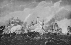 Azione al largo di San Domingo, c1807 da Richard Harraden