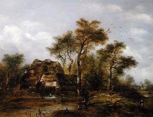 Mulino con uomo che pesca da Richard Hilder