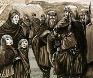 Figli di povere famiglie anglosassoni venduti come schiavi (gouache su carta) da Richard Hook