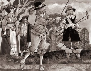 Golf, il gioco reale (gouache su carta) da Richard Hook