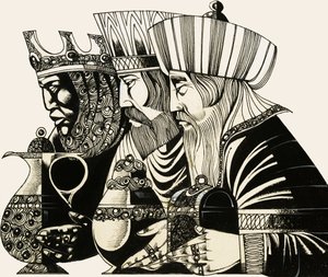 Tre Re (gouache su carta) da Richard Hook