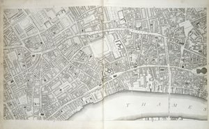 Tavola da "Piano delle città di Londra e Westminster il borgo di Southwark, e parti adiacenti", c.1792-1799 da Richard Horwood