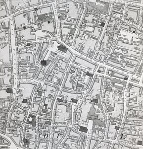 Mappa stradale di Londra intorno a Guildhall